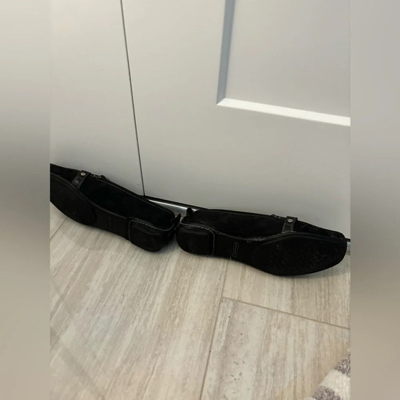 Coach Black Leather Loafer Shoes Size 7 Stacie Signature Logo Driving Moccasin - Picture 4 of 5